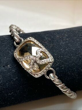 Brighton Your True Color TENDER HEARTS Gold Crystal Squeeze Bracelet MSRP$88